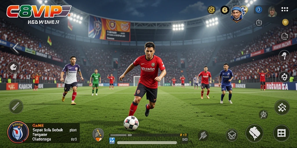 Tampilan gameplay seru di C8VIP dengan pemain dan tim favorit.