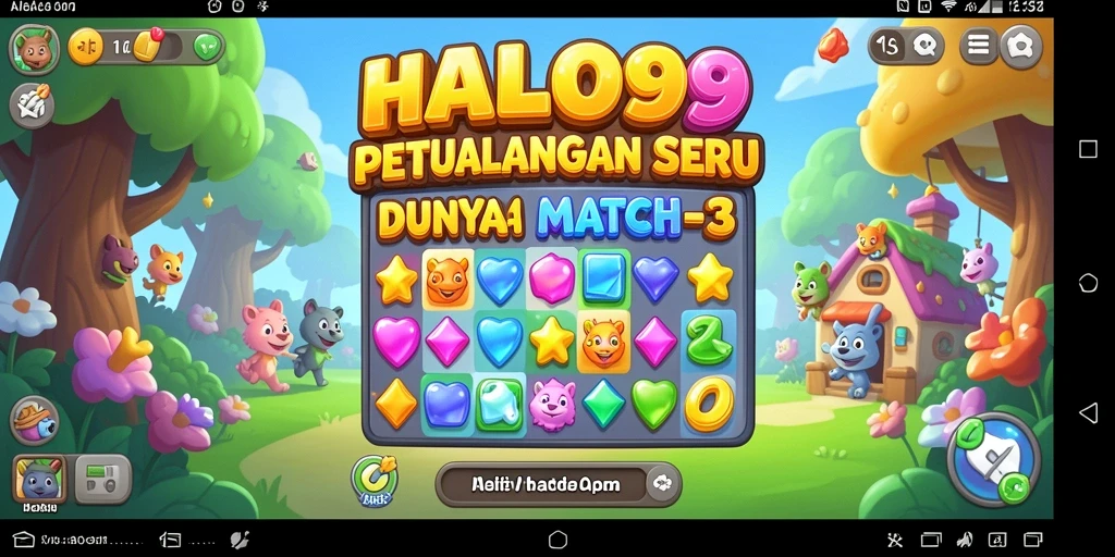 Gameplay seru HALO99 dengan kombinasi warna-warni objek Match-3.