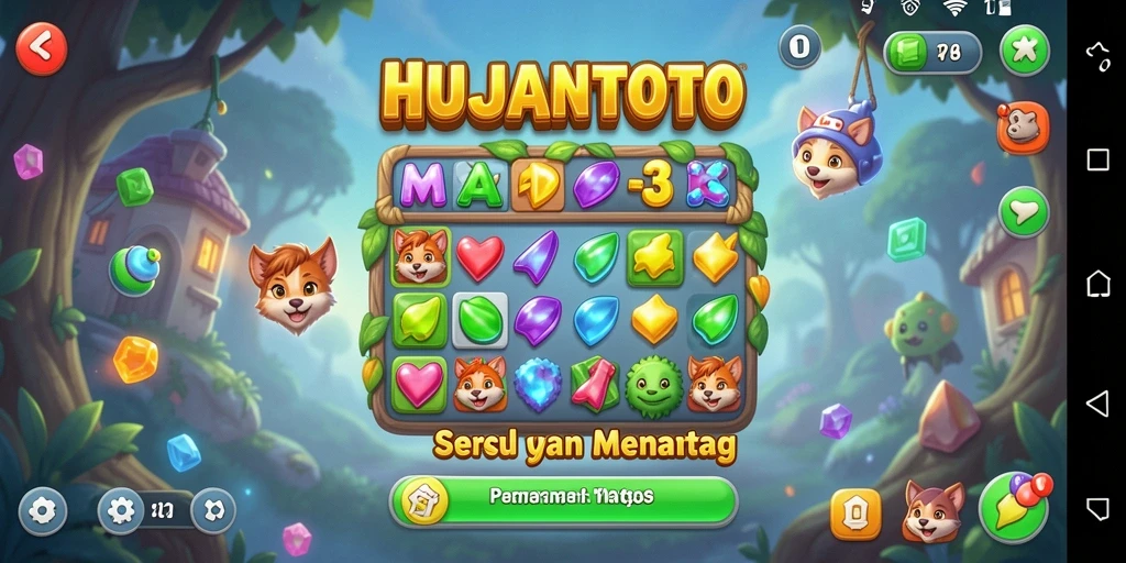 Gameplay seru HUJANTOTO dalam aksi permainan Match-3.