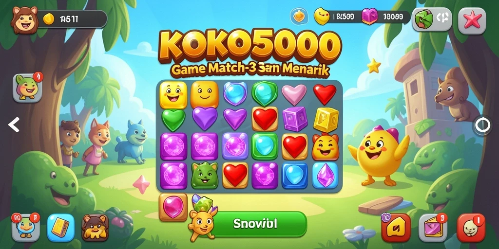 Tampilan gameplay KOKO5000 yang menyenangkan dan penuh warna.