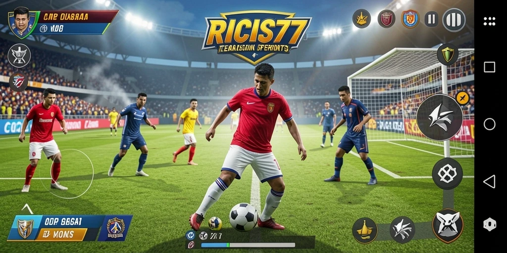 Screenshot utama RICIS77 menampilkan aksi seru pertandingan olahraga.